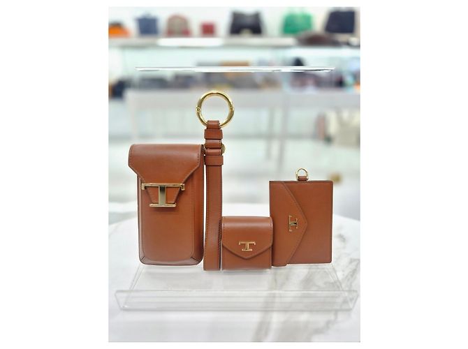 Tod's Zeitloses Leder-Smartphone-Mini-Taschen- und Kartenhalter-Set Braun - Ansicht 9