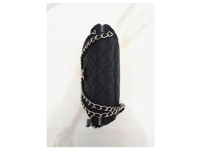 Prada Borsa a tracolla e crossbody Tesuto Impuntura Quilting Chain Black Nero - vista 11