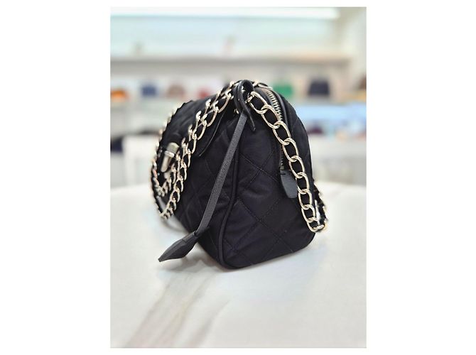 Prada Borsa a tracolla e crossbody Tesuto Impuntura Quilting Chain Black Nero - vista 4