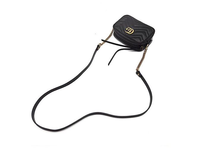 Gucci Borsa a tracolla mini GG Marmont Matelassé Nero - vista 4