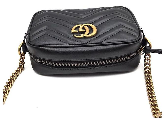 Gucci Borsa a tracolla mini GG Marmont Matelassé Nero - vista 6