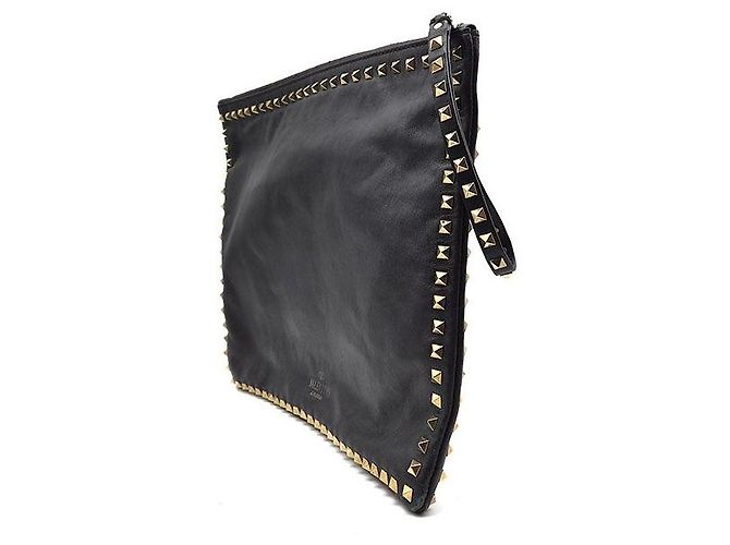 Clutch Rockstud Valentino in pelle nera Nero - vista 2