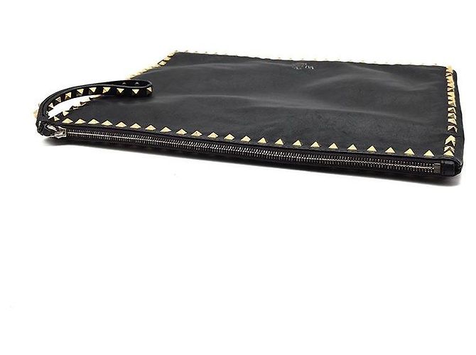 Clutch Rockstud Valentino in pelle nera Nero - vista 4