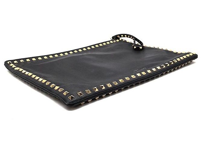 Clutch Rockstud Valentino in pelle nera Nero - vista 5
