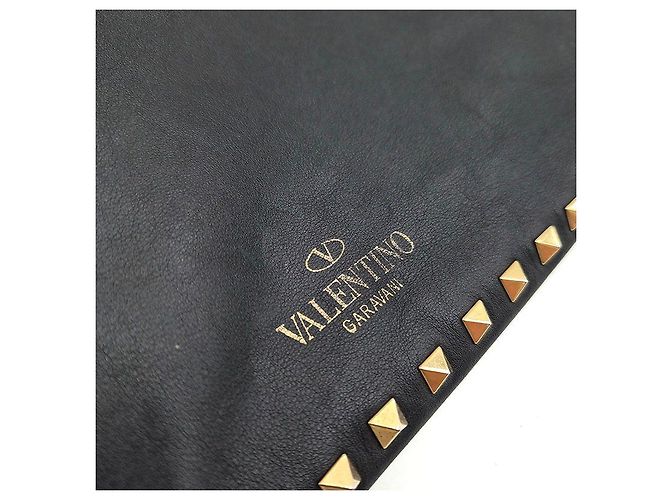 Clutch Rockstud Valentino in pelle nera Nero - vista 6