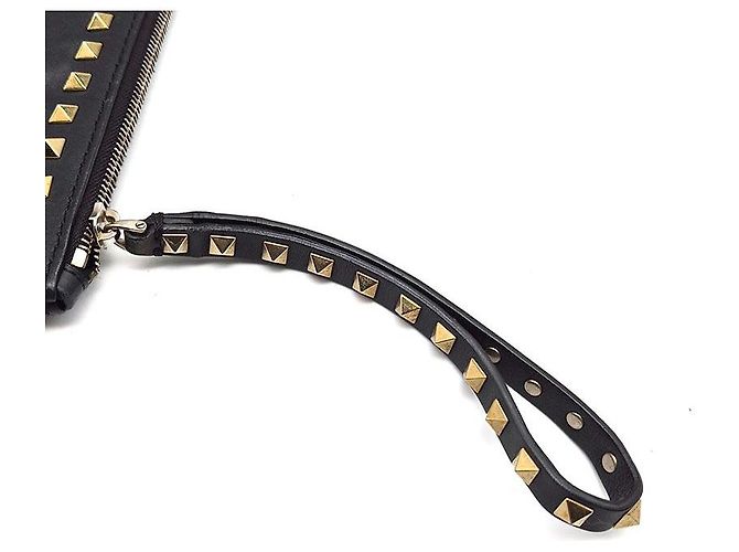 Clutch Rockstud Valentino in pelle nera Nero - vista 7
