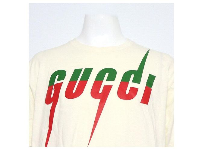 Gucci Oversized Herren-T-Shirt aus weißer Baumwolle mit Blade-Print - Ansicht 2