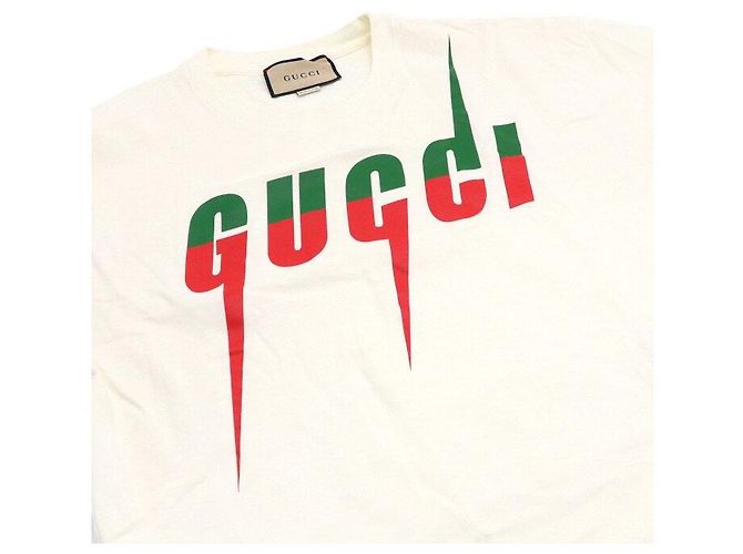 Gucci Oversized Herren-T-Shirt aus weißer Baumwolle mit Blade-Print - Ansicht 7