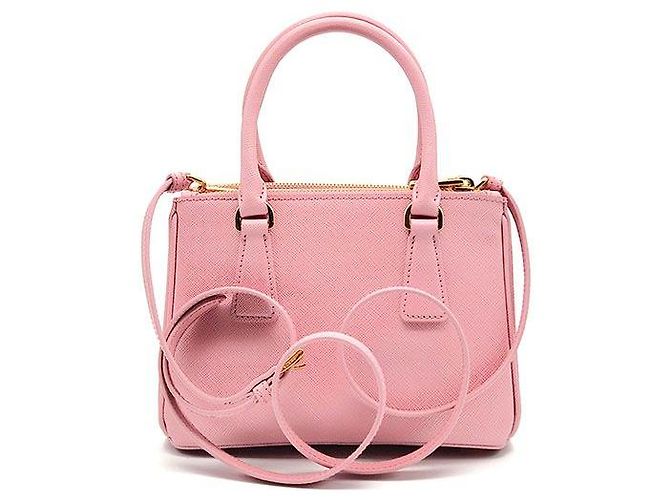 Prada Mini borsa a mano e a tracolla Galleria in Saffiano Rosa - vista 3