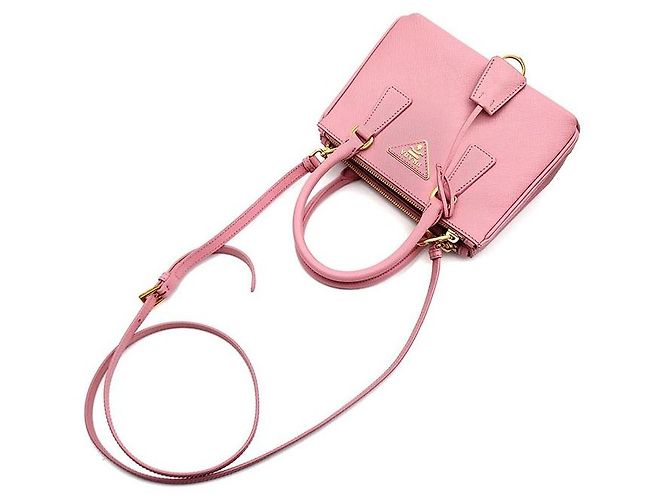 Prada Mini borsa a mano e a tracolla Galleria in Saffiano Rosa - vista 4