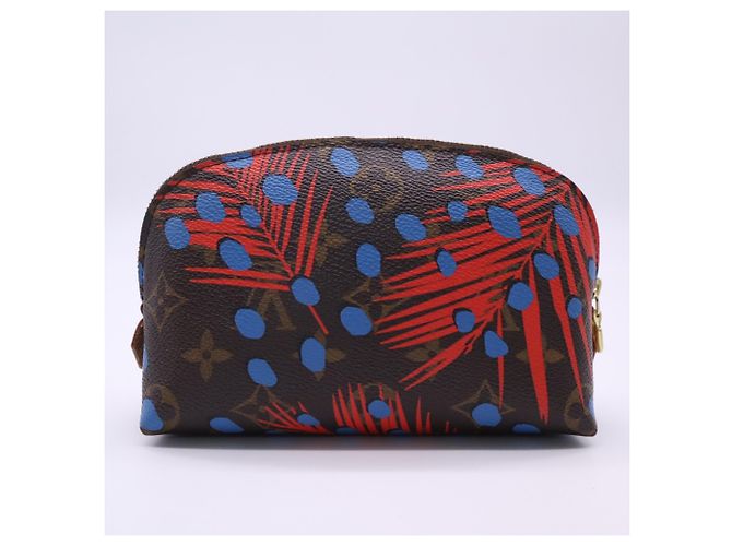 LOUIS VUITTON Monogram Jungle Dot Pochette Cosmetic Pouch Bag Marrone Multicolore - vista 2