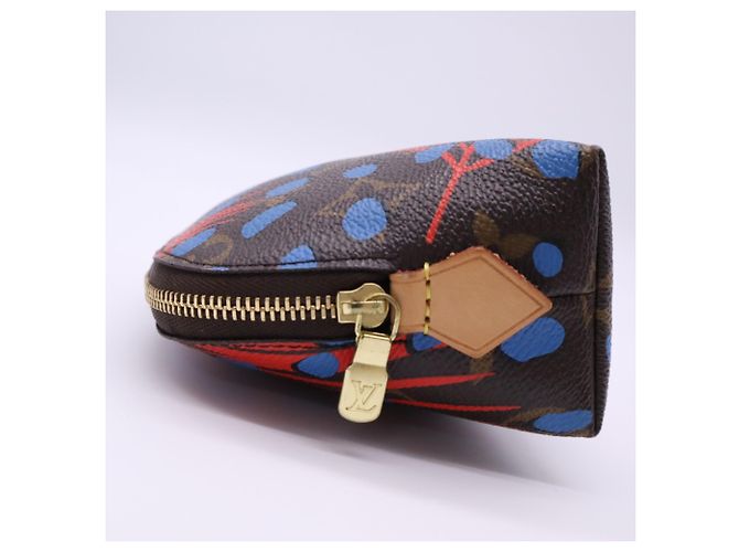 LOUIS VUITTON Monogram Jungle Dot Pochette Cosmetic Pouch Bag Marrone Multicolore - vista 5