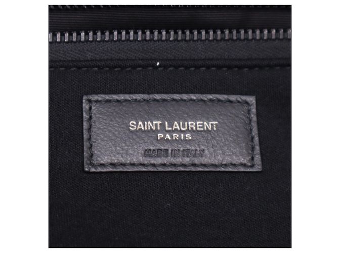 Borsa Tote Puffer Larga in Cotone Nero Yves Saint Laurent - vista 12