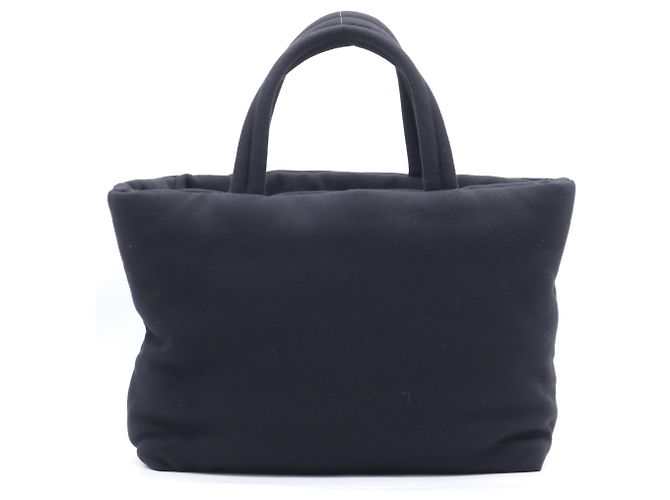 Borsa Tote Puffer Larga in Cotone Nero Yves Saint Laurent - vista 2
