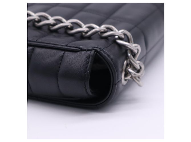 Céline Borsa a tracolla Celine Monochrome in pelle di vitello nera con catena Nero - vista 10