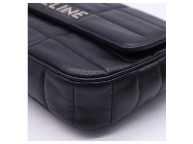 Céline Borsa a tracolla Celine Monochrome in pelle di vitello nera con catena Nero - vista 11