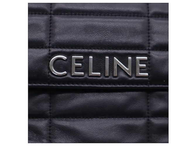 Céline Borsa a tracolla Celine Monochrome in pelle di vitello nera con catena Nero - vista 12