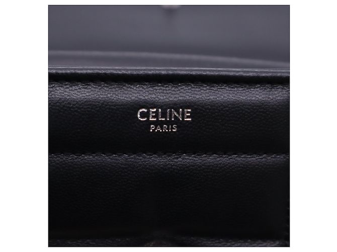 Céline Borsa a tracolla Celine Monochrome in pelle di vitello nera con catena Nero - vista 16