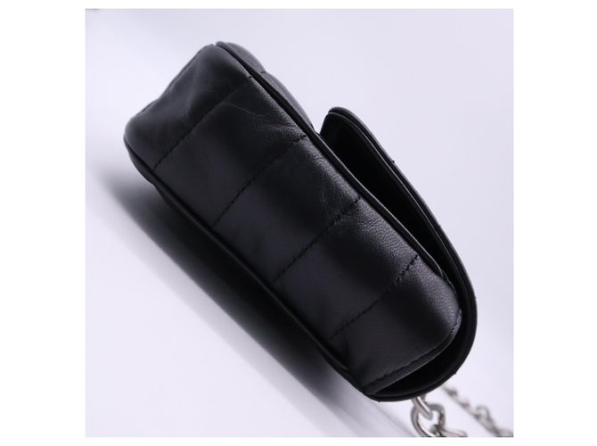 Céline Borsa a tracolla Celine Monochrome in pelle di vitello nera con catena Nero - vista 6