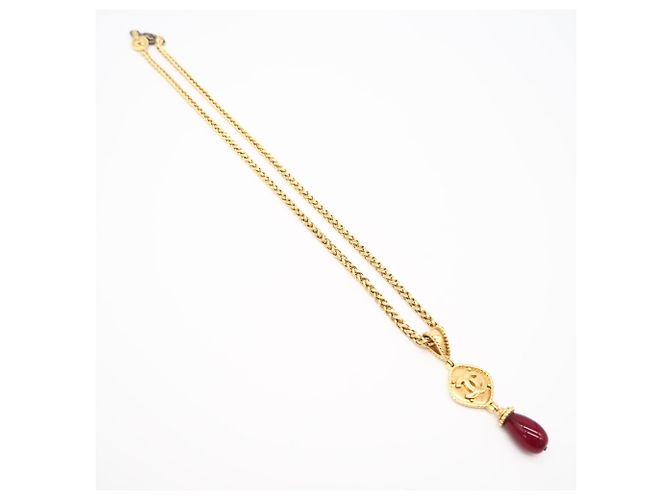 Collar largo Chanel Coco Mark Roja Dorado - vista 2