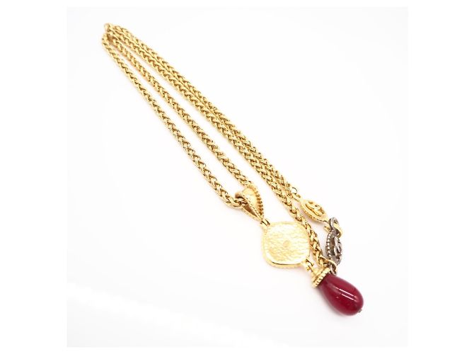 Collar largo Chanel Coco Mark Roja Dorado - vista 4