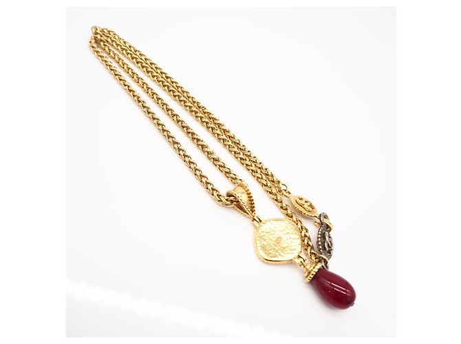 Collar largo Chanel Coco Mark Roja Dorado - vista 5