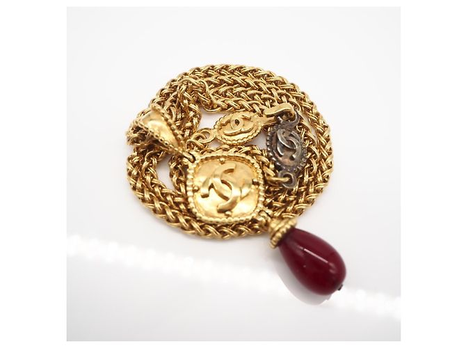 Collar largo Chanel Coco Mark Roja Dorado - vista 6