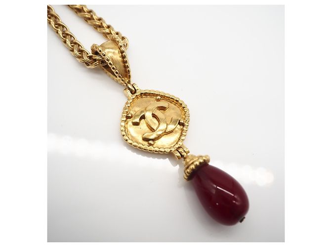 Collar largo Chanel Coco Mark Roja Dorado - vista 8