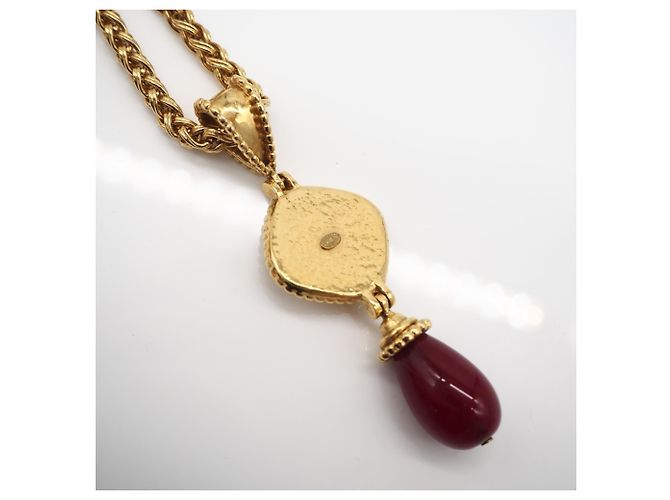 Collar largo Chanel Coco Mark Roja Dorado - vista 9