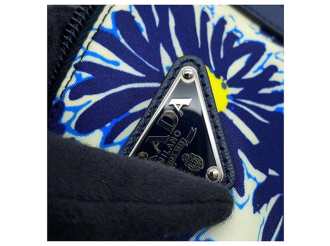 Prada Tote Bag mit Blumenprint Blau Gelb - Ansicht 12
