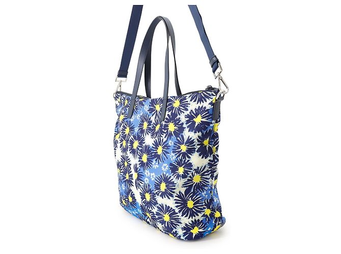 Prada Tote Bag mit Blumenprint Blau Gelb - Ansicht 2