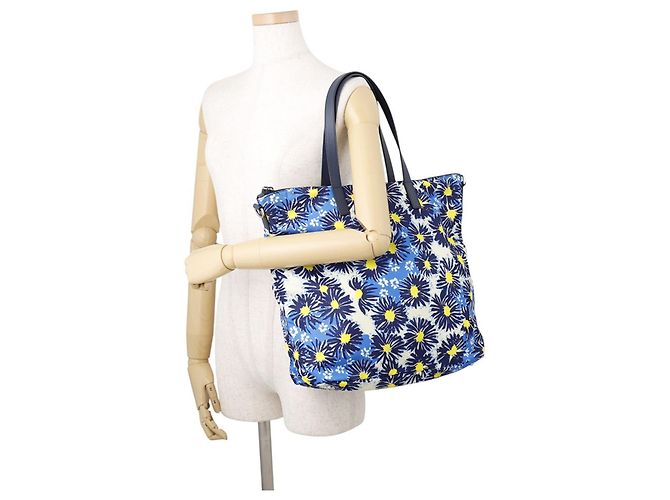 Prada Tote Bag mit Blumenprint Blau Gelb - Ansicht 4
