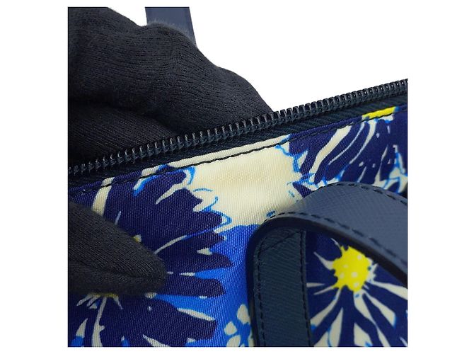 Prada Tote Bag mit Blumenprint Blau Gelb - Ansicht 7