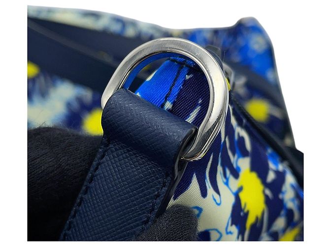 Prada Tote Bag mit Blumenprint Blau Gelb - Ansicht 8