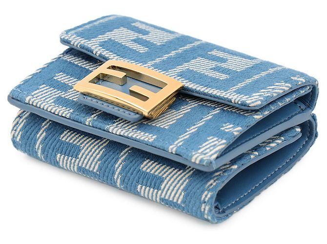 Fendi Tri-fold Canvas Portemonnaie Blau - Ansicht 2