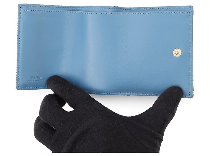 Fendi Tri-fold Canvas Portemonnaie Blau - Ansicht 4