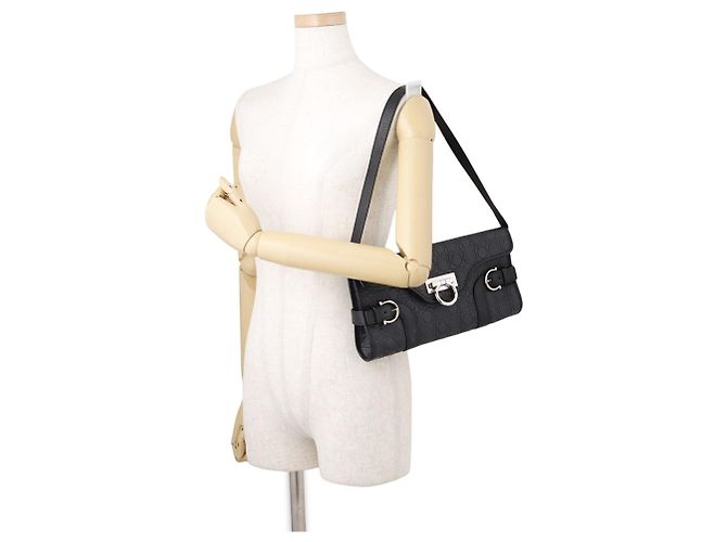 Borsa a tracolla in pelle nera Salvatore Ferragamo Nero - vista 4