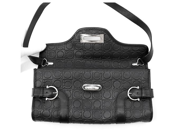 Borsa a tracolla in pelle nera Salvatore Ferragamo Nero - vista 5