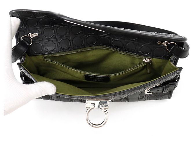 Borsa a tracolla in pelle nera Salvatore Ferragamo Nero - vista 6