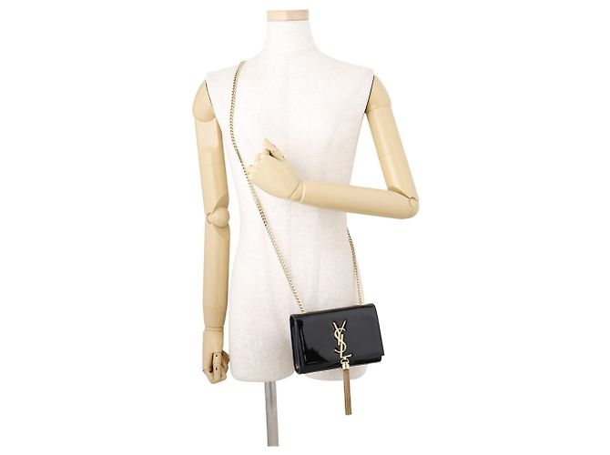 Borsa a tracolla con catena Yves Saint Laurent Paris Nero - vista 4