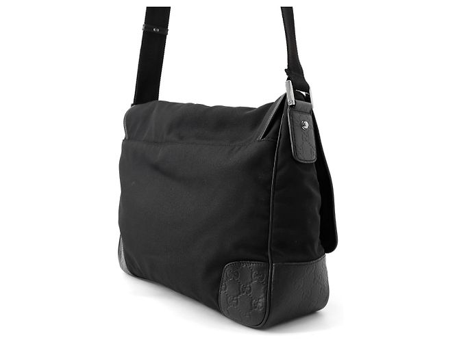 Borsa a tracolla in pelle e nylon con logo GG in rilievo di Gucci Nero - vista 2