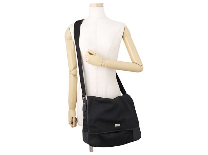 Borsa a tracolla in pelle e nylon con logo GG in rilievo di Gucci Nero - vista 4