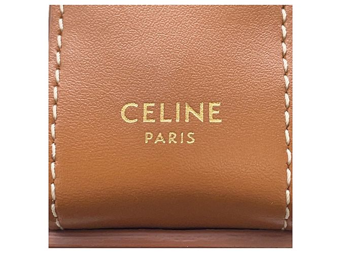 Céline Borsa Celine Triomphe Tambour Small Marrone Rosso Beige - vista 15
