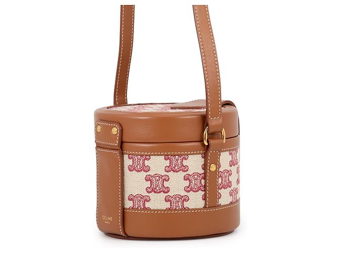 Céline Borsa Celine Triomphe Tambour Small Marrone Rosso Beige - vista 2