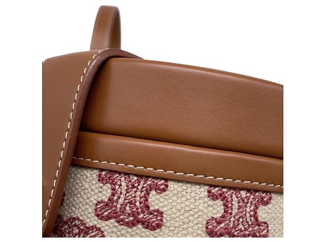 Céline Borsa Celine Triomphe Tambour Small Marrone Rosso Beige - vista 8