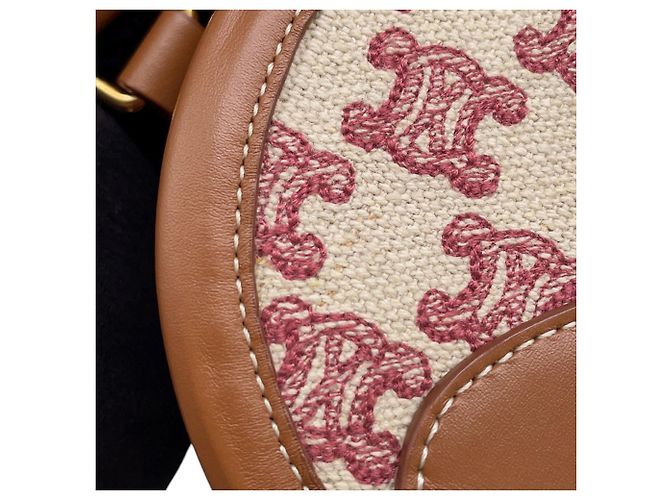 Céline Borsa Celine Triomphe Tambour Small Marrone Rosso Beige - vista 9