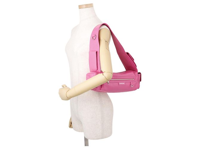 Borsa a tracolla Balenciaga in pelle rosa - vista 4