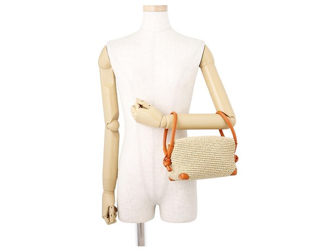Borsa Bottega Veneta Loop in pelle e rafia Marrone - vista 4