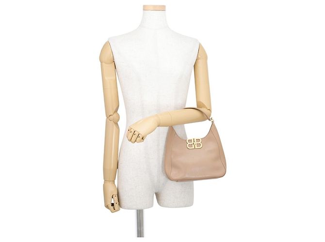 Borsa Balenciaga BB Soft Hobo in pelle beige - vista 4
