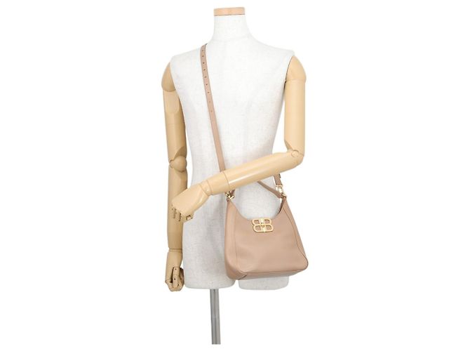 Borsa Balenciaga BB Soft Hobo in pelle beige - vista 5